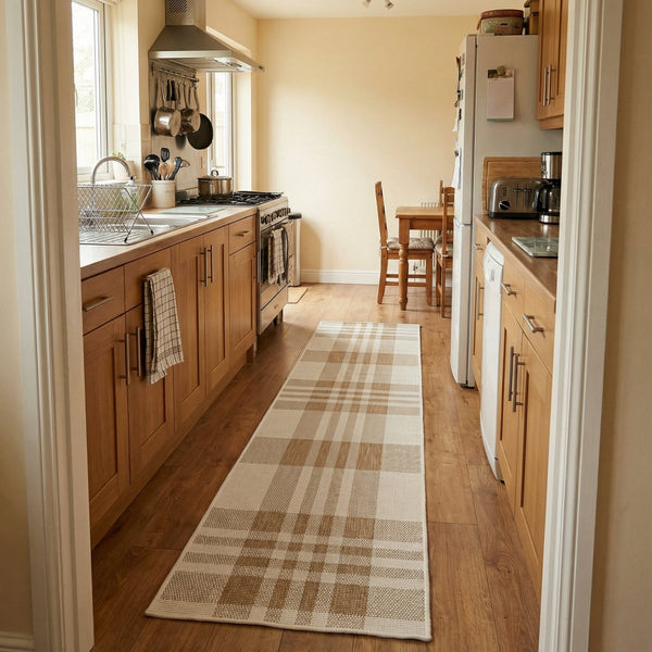 Chequered Brown Kitchen Runner