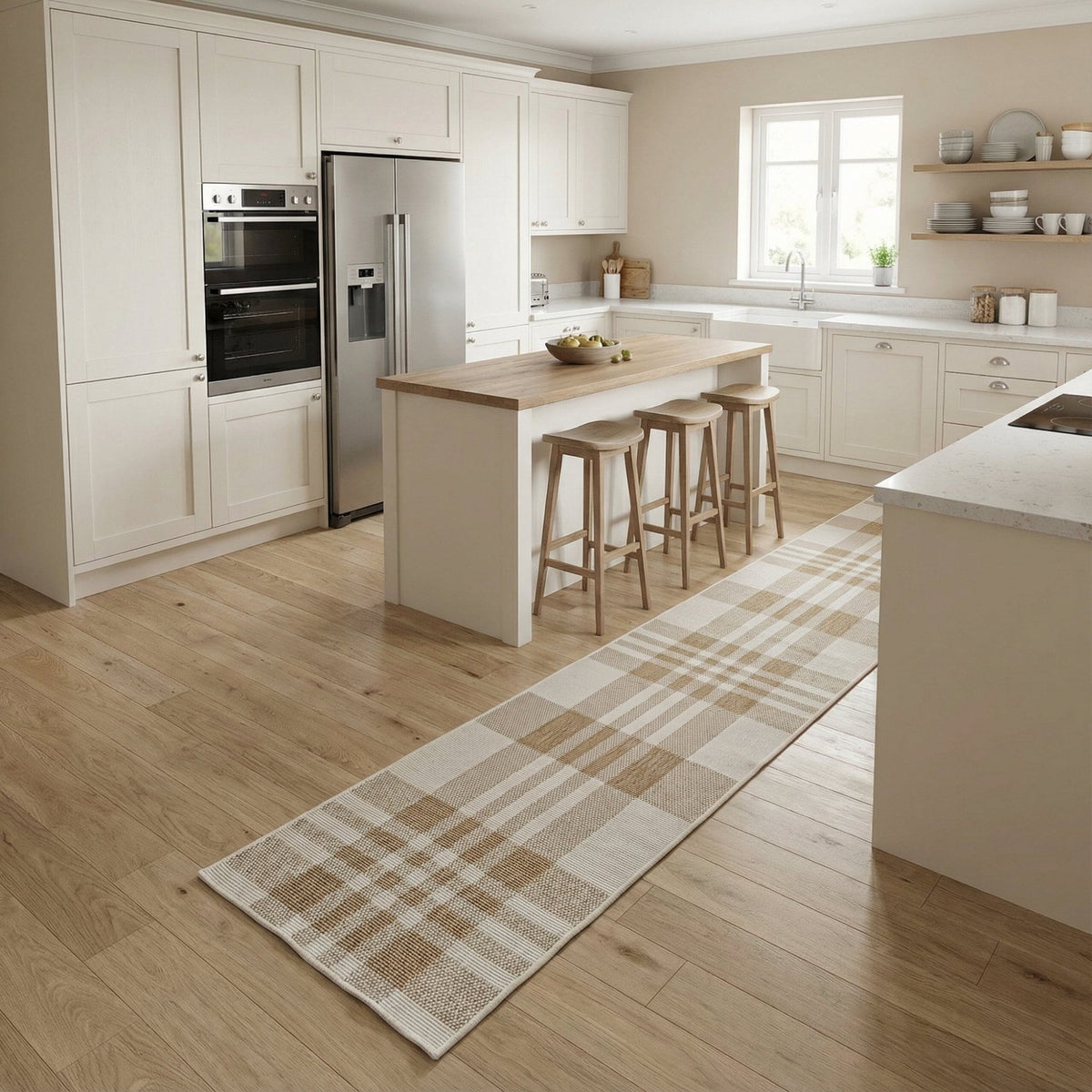 Chequered Brown Kitchen Runner