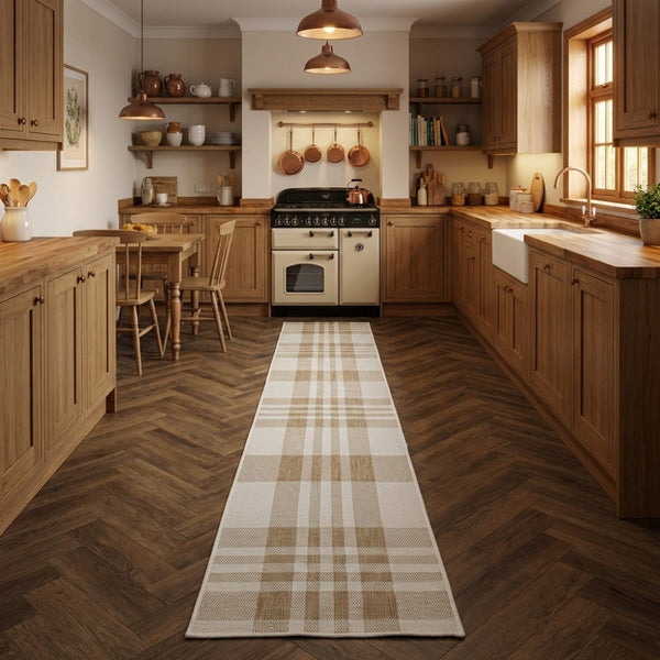 Chequered Brown Kitchen Runner