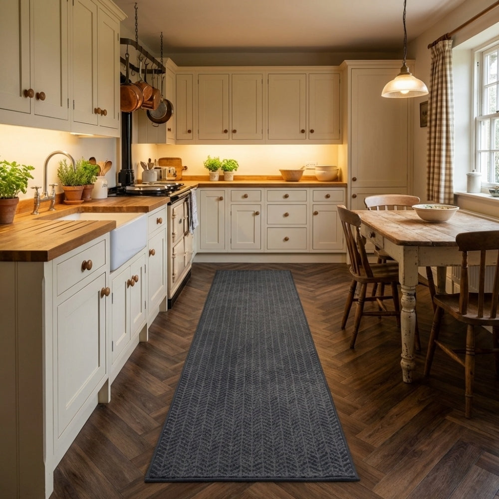 Empire Dark Grey Kitchen Runner