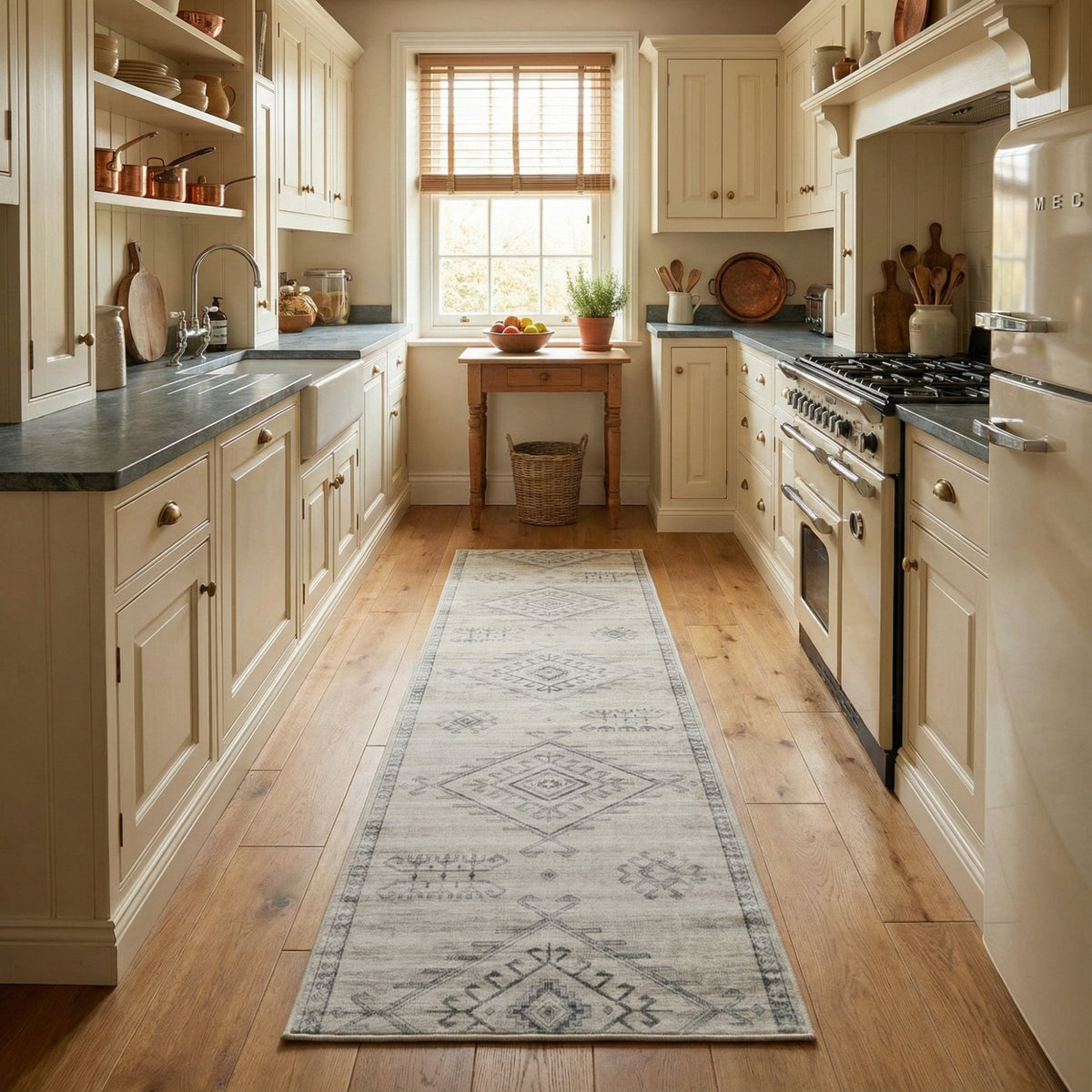 Maxian Gray Washable Kitchen Runner