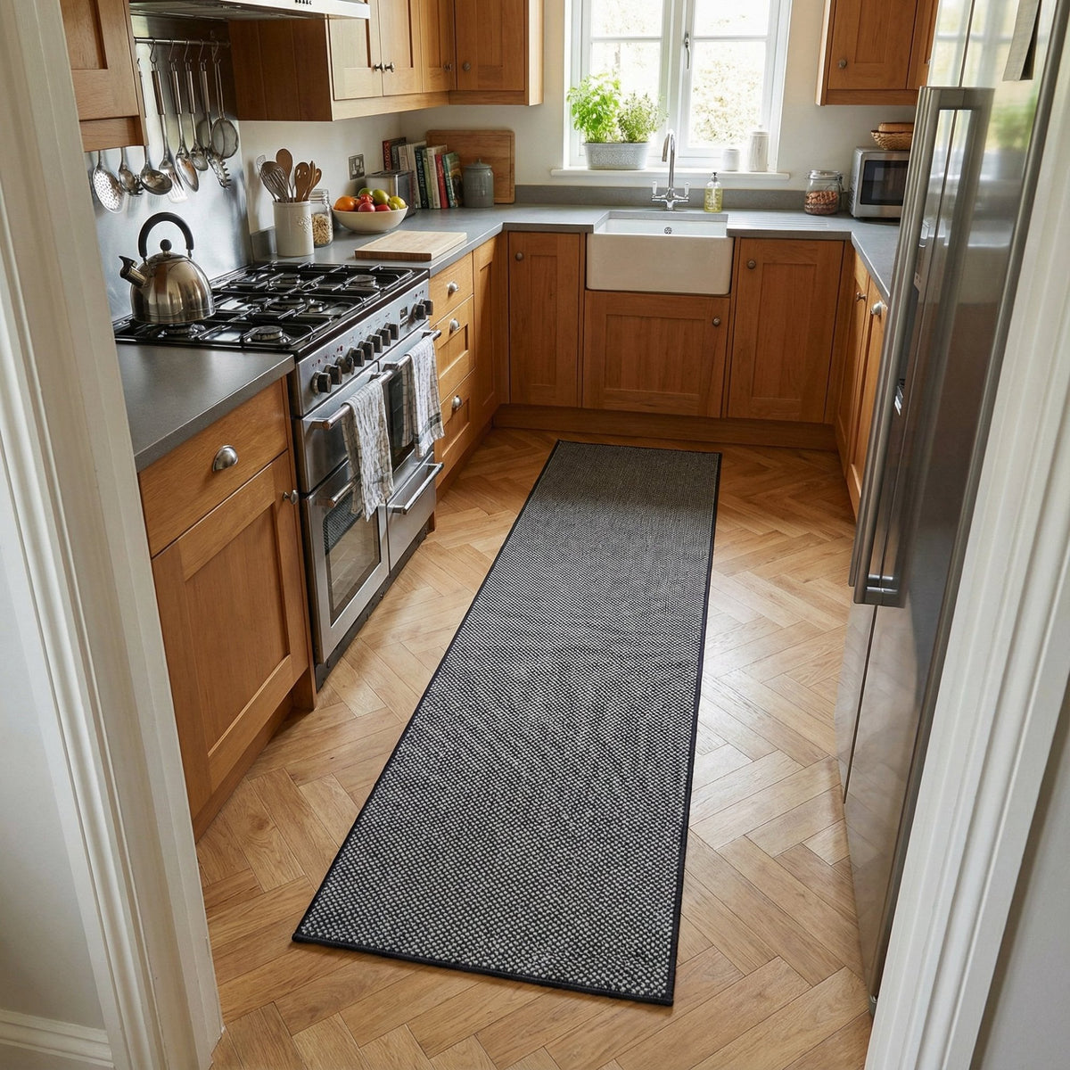 Hazy Black Kitchen Runner