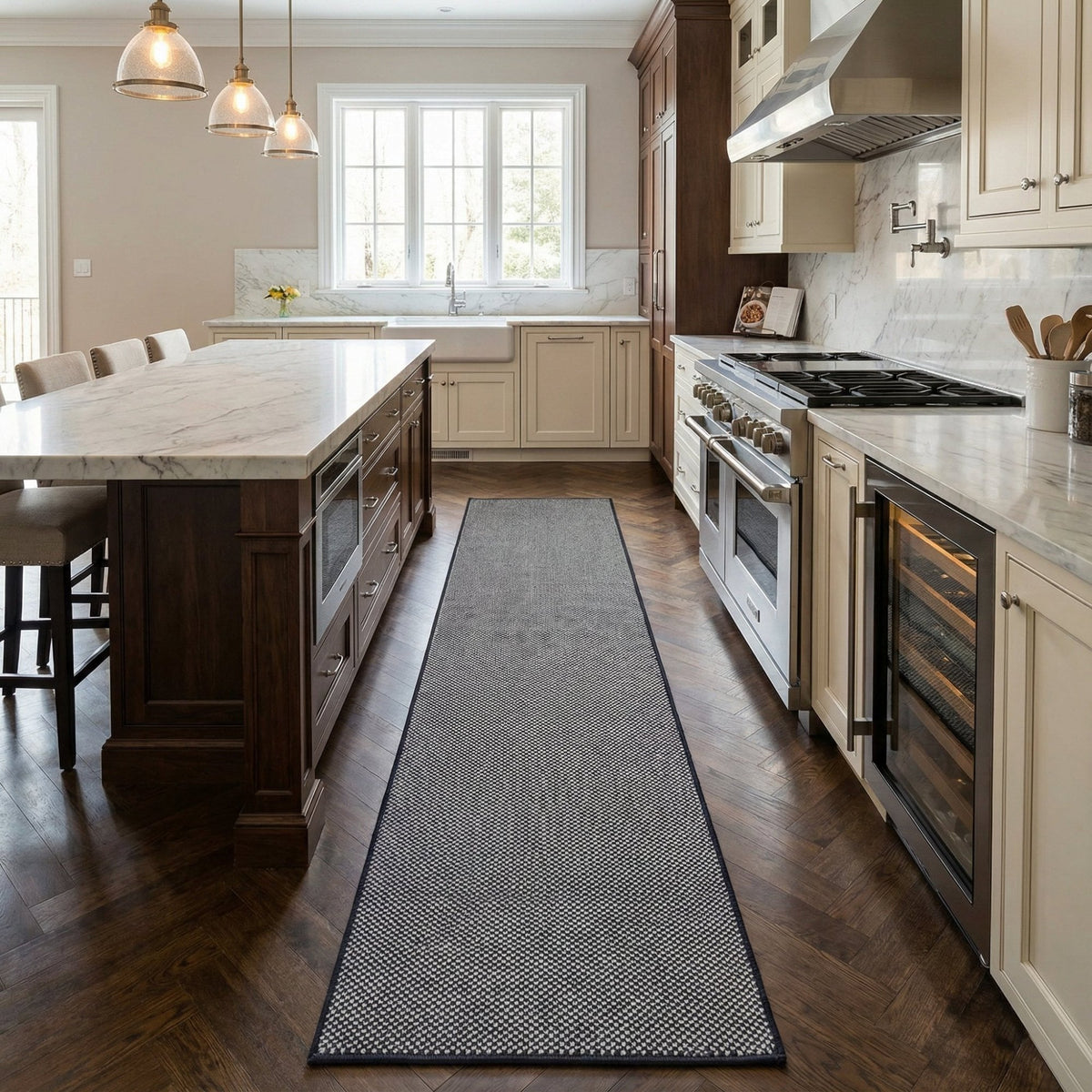 Hazy Black Kitchen Runner