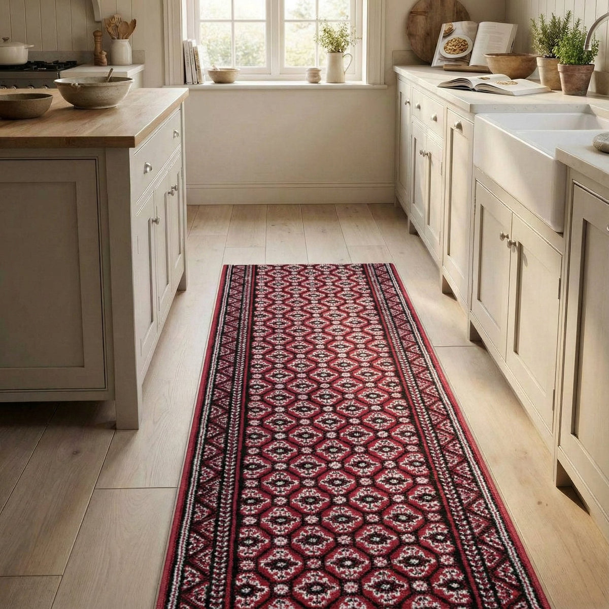 Heriz Dark Red Kitchen Runner