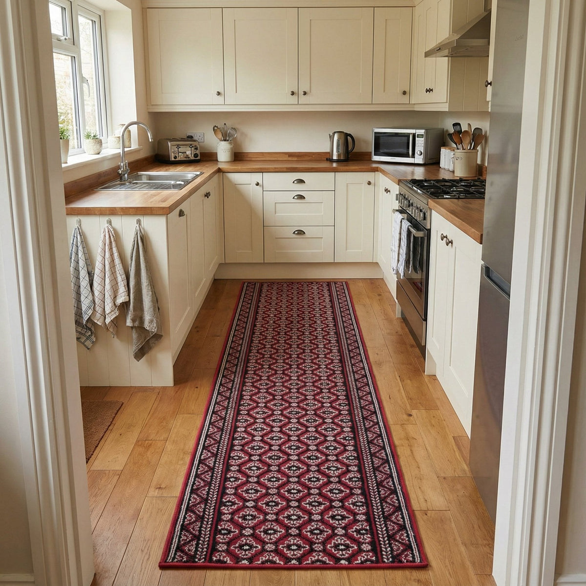 Heriz Dark Red Kitchen Runner