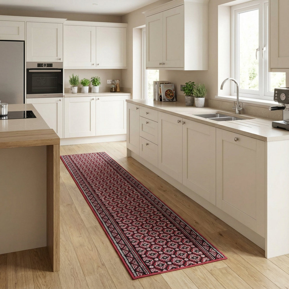 Heriz Dark Red Kitchen Runner