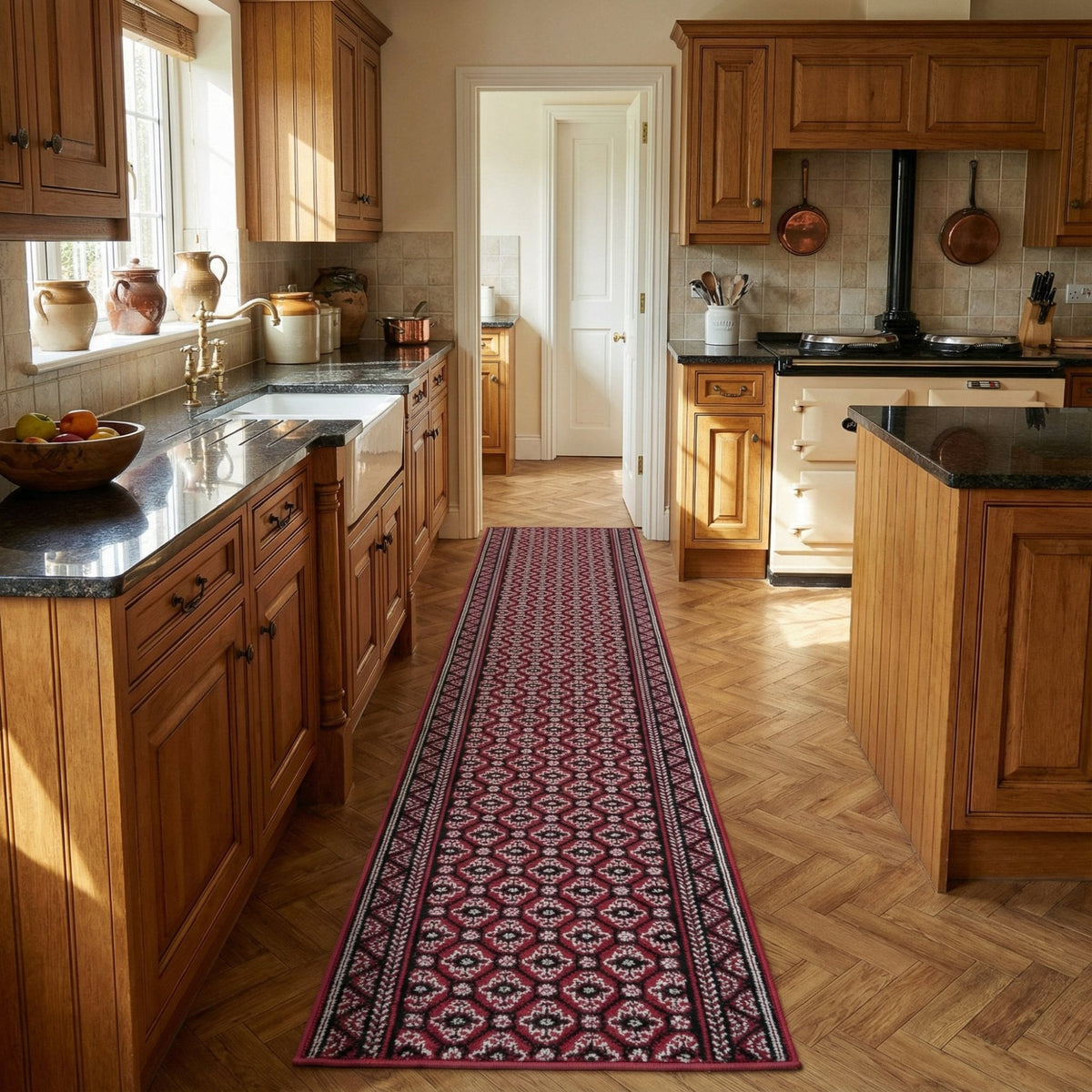 Heriz Dark Red Kitchen Runner