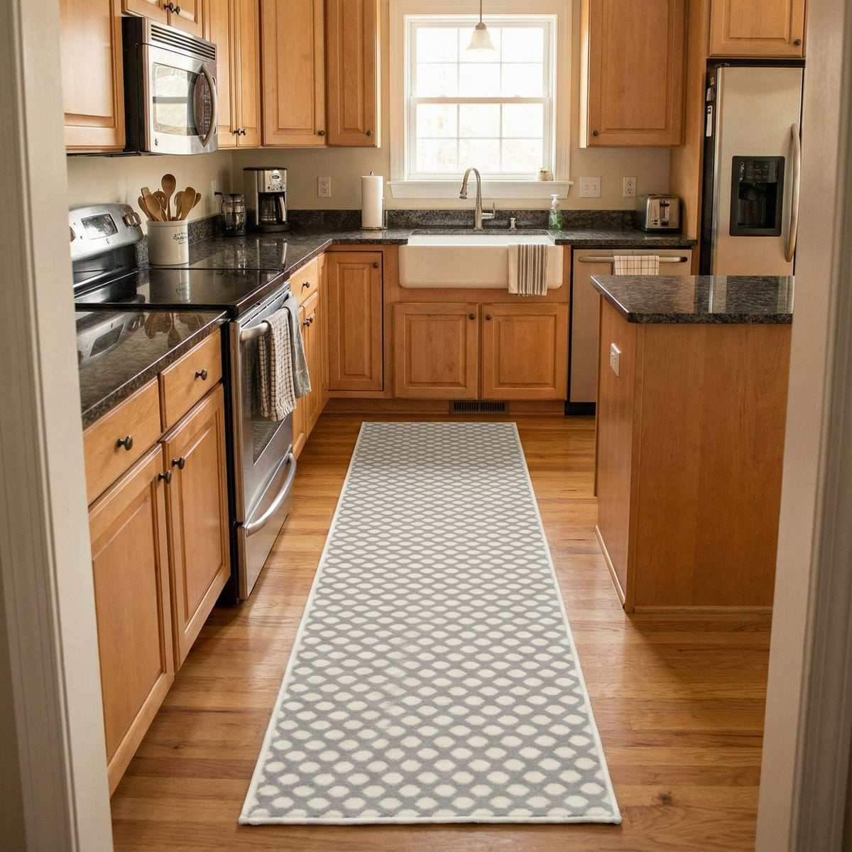 Honeycomb Grey Kitchen Runner