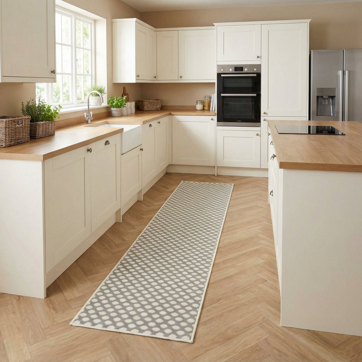 Honeycomb Grey Kitchen Runner