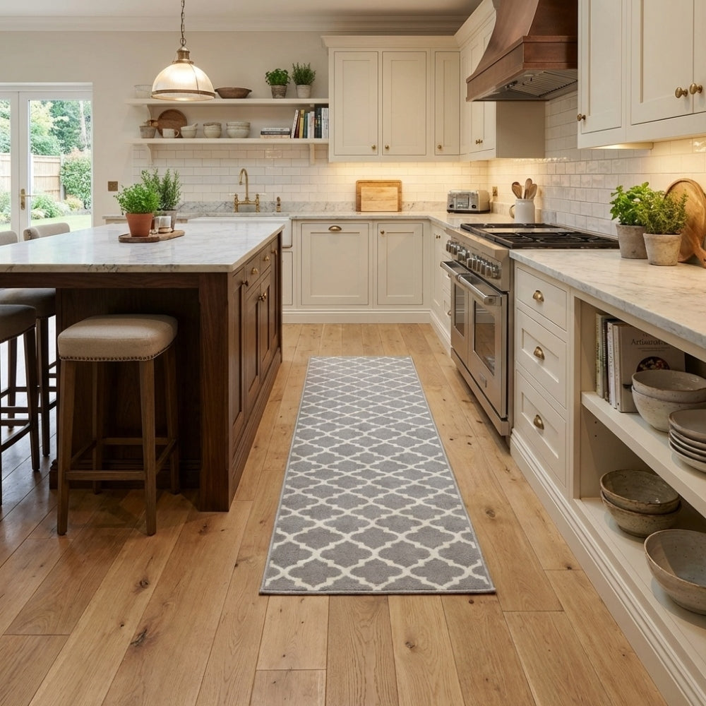Honeycomb Grey Kitchen Runner