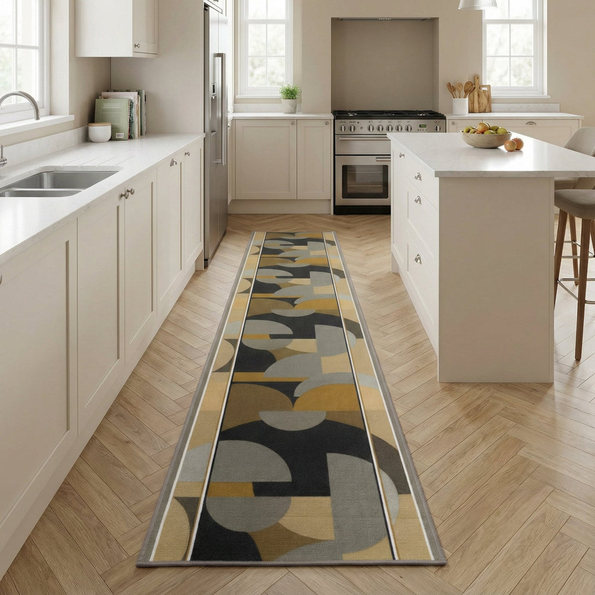 Malis Light Brown Kitchen Runner