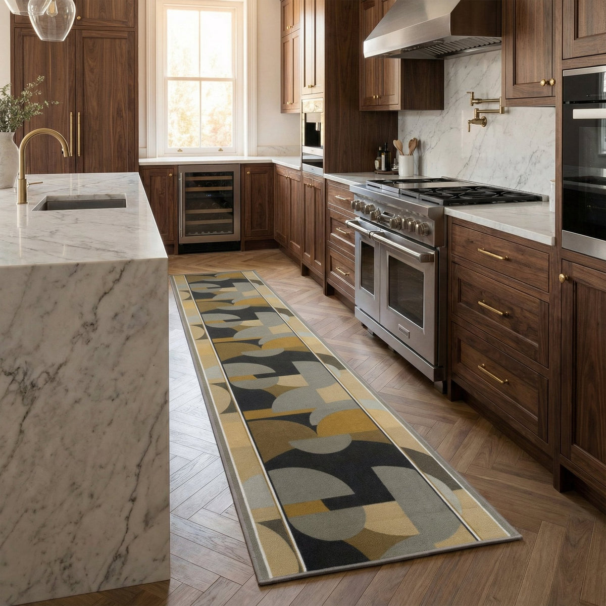 Malis Light Brown Kitchen Runner