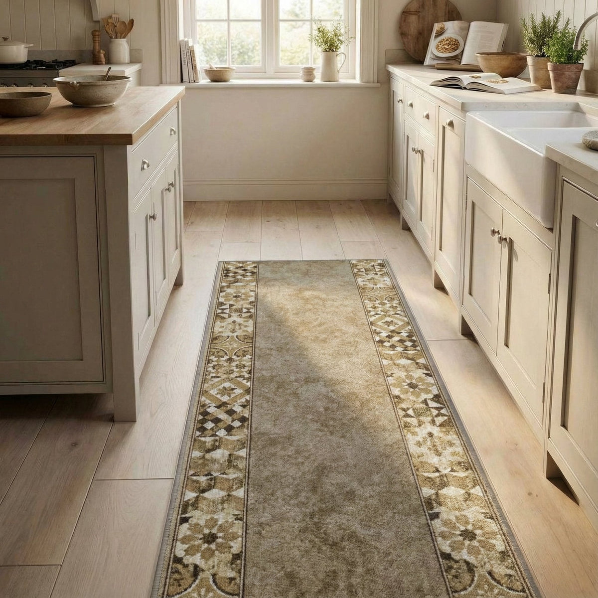 Murcia Light Brown Kitchen Runner