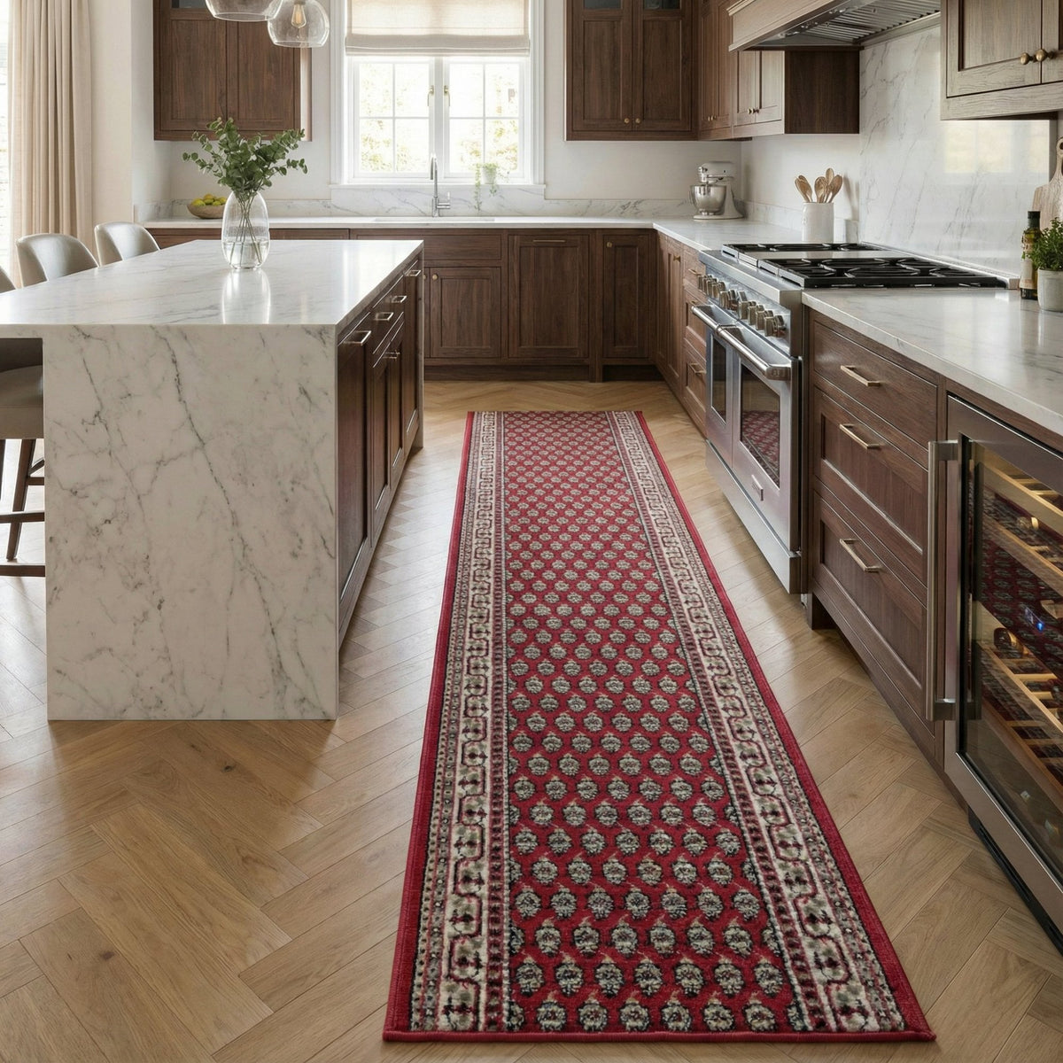 Peacock Red Kitchen Runner