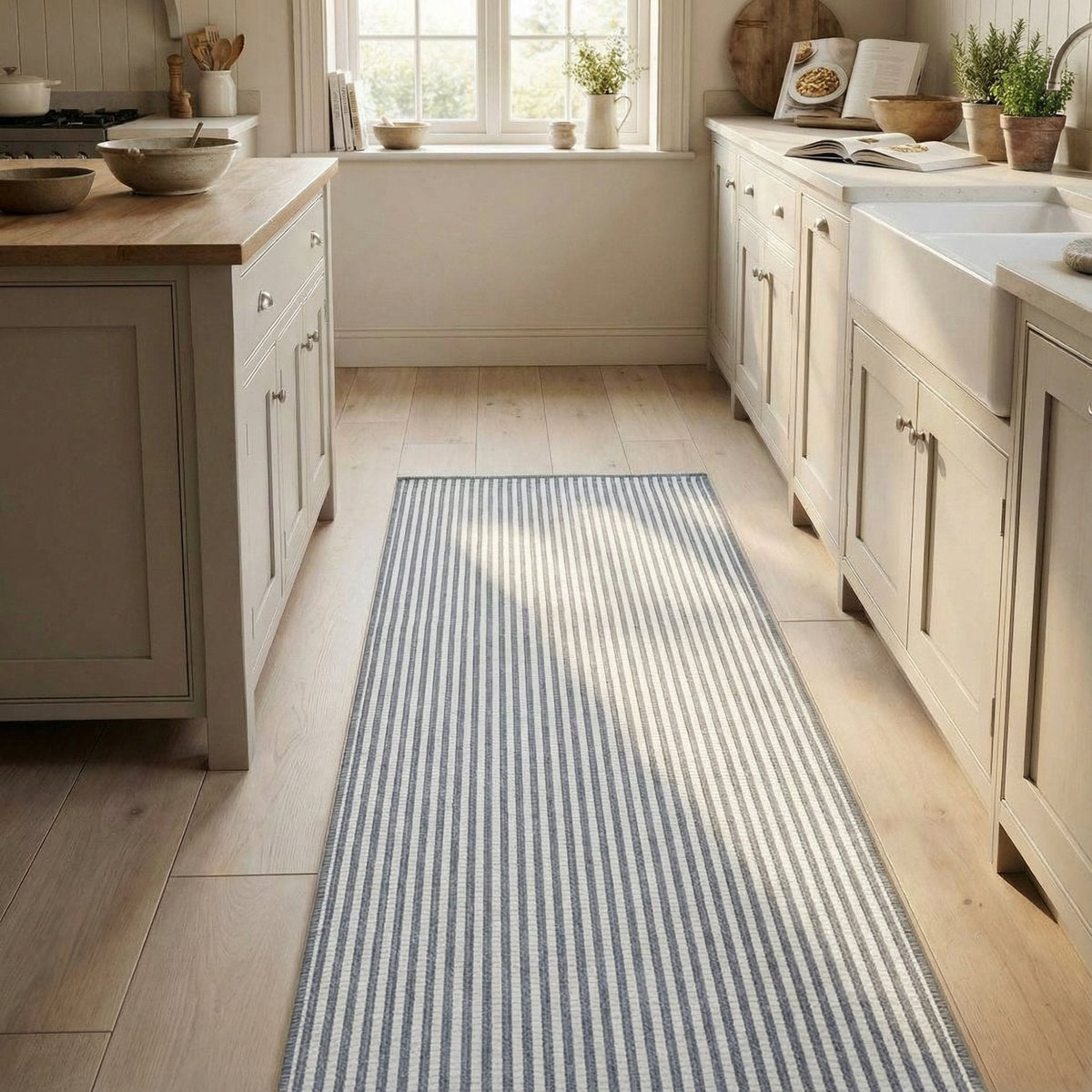 Pinstripe Grey Kitchen Runner