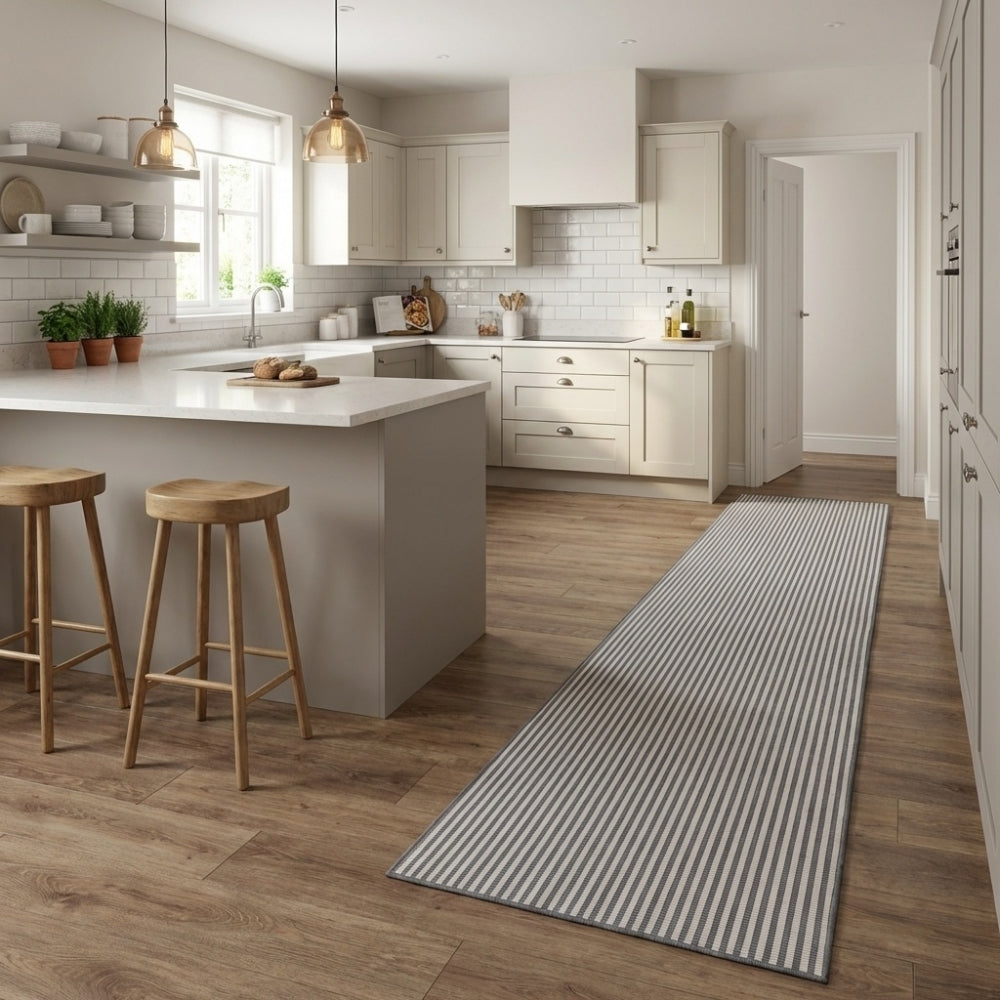 Pinstripe Grey Kitchen Runner