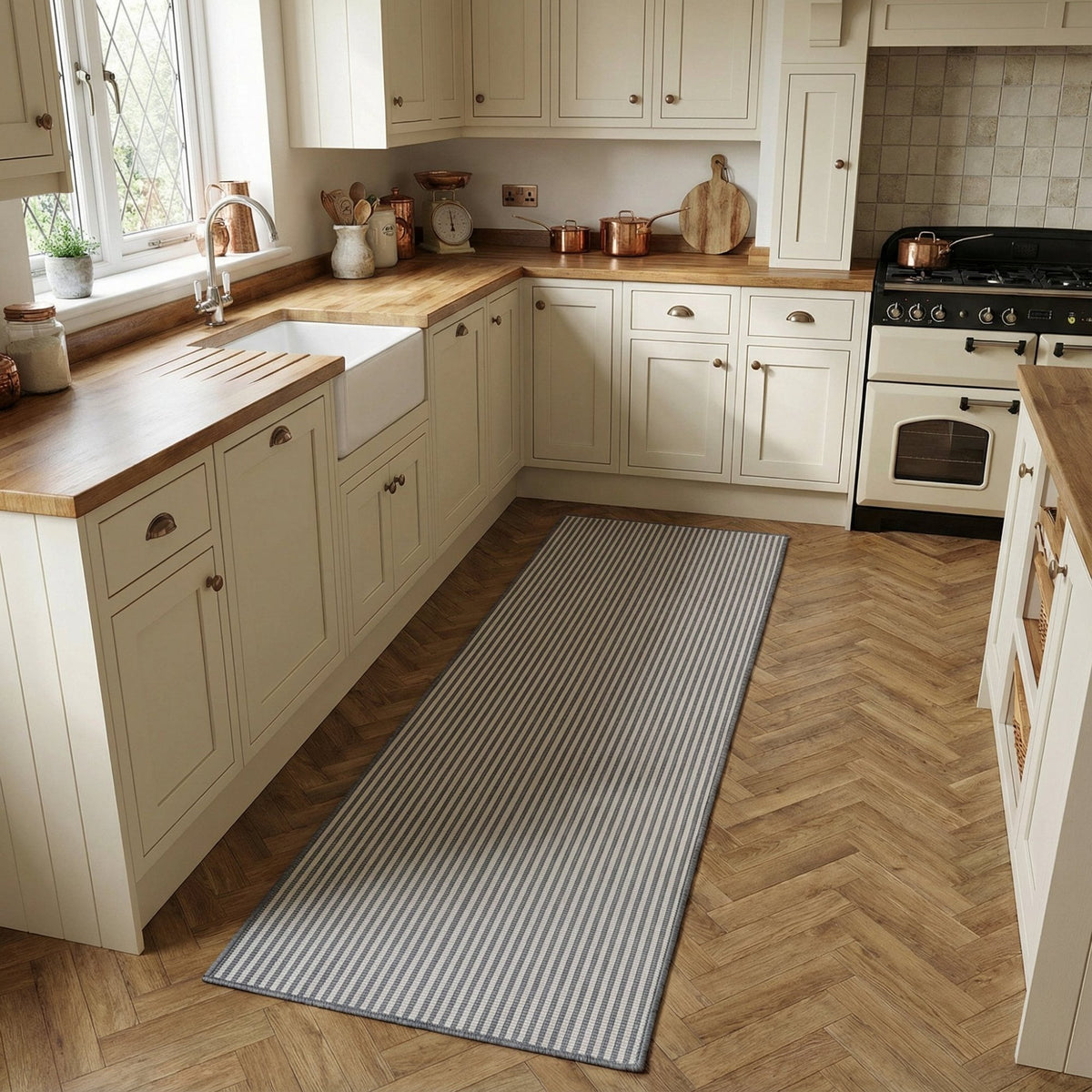 Pinstripe Grey Kitchen Runner
