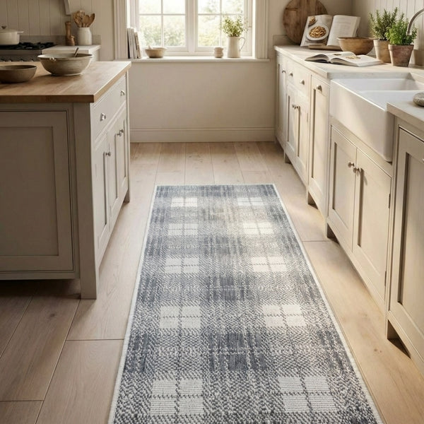 Plaid Grey Kitchen Runner