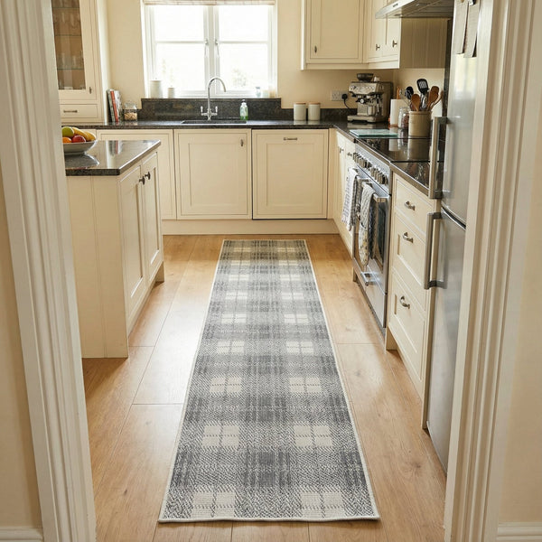 Plaid Grey Kitchen Runner