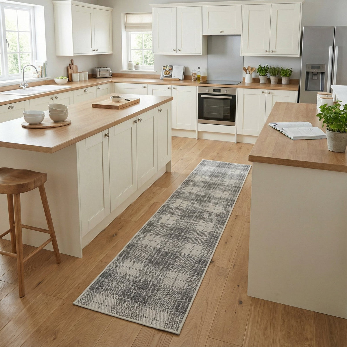 Plaid Grey Kitchen Runner