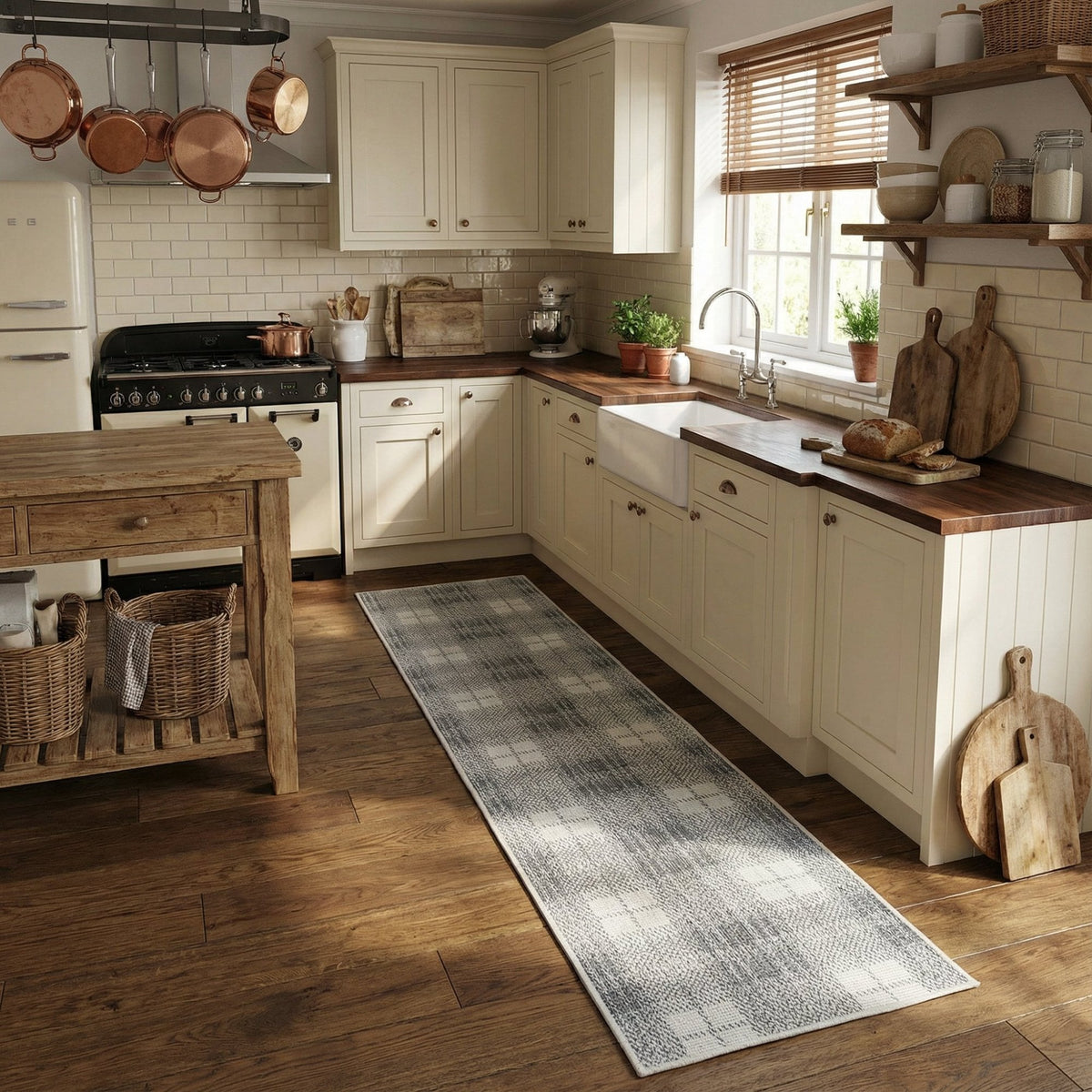 Plaid Grey Kitchen Runner