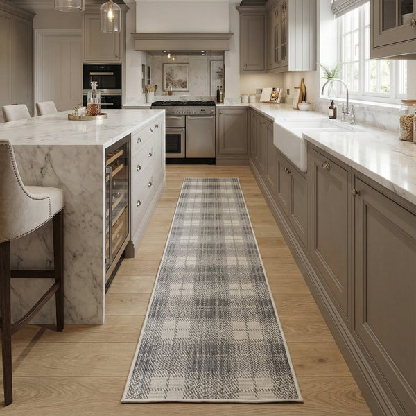 Plaid Grey Kitchen Runner