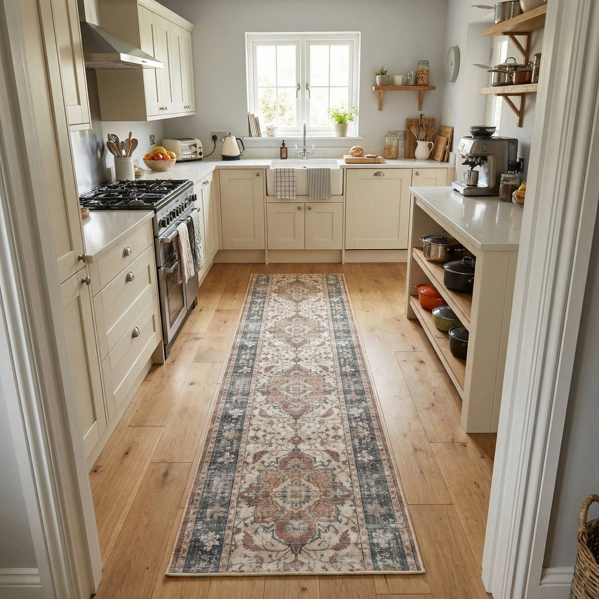 Santiago Terracotta Washable Kitchen Runner