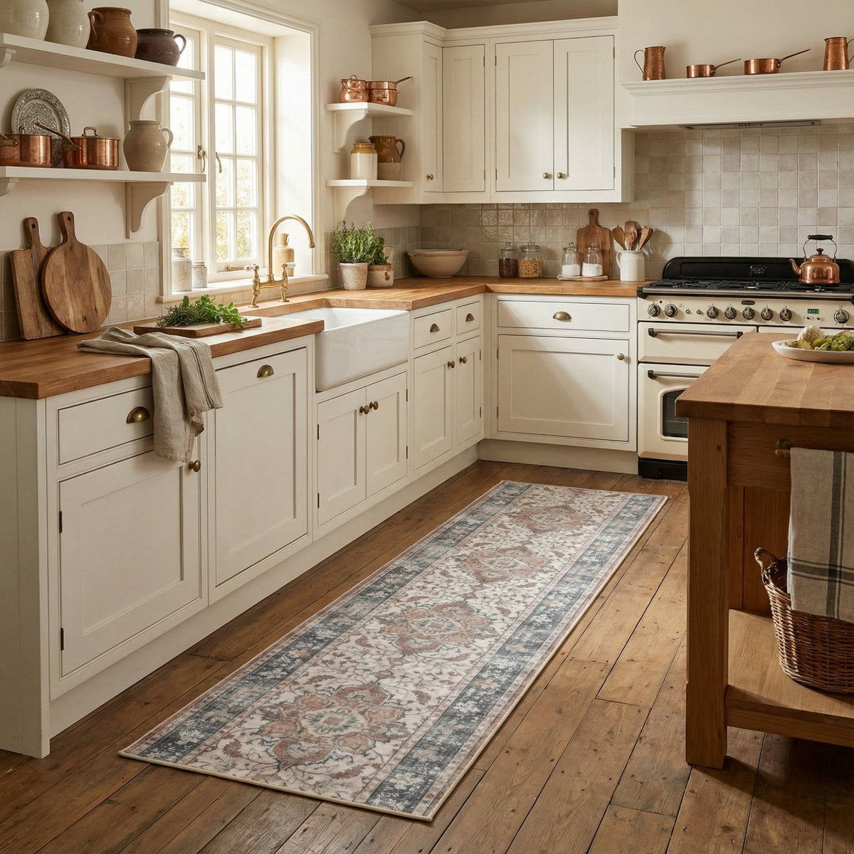 Santiago Terracotta Washable Kitchen Runner