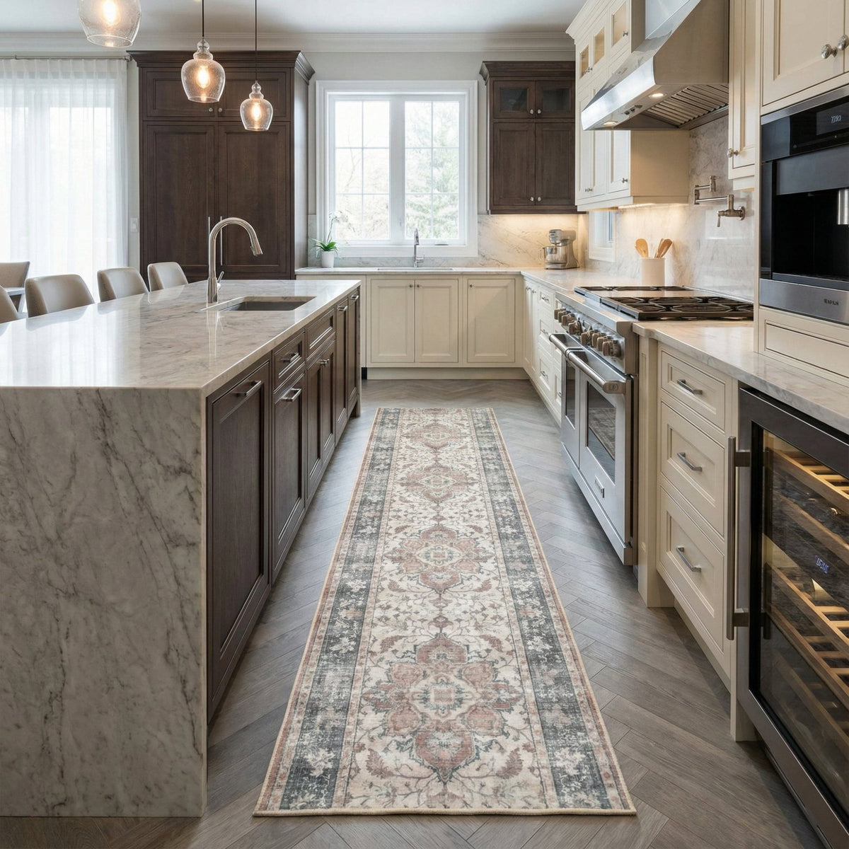 Santiago Terracotta Washable Kitchen Runner