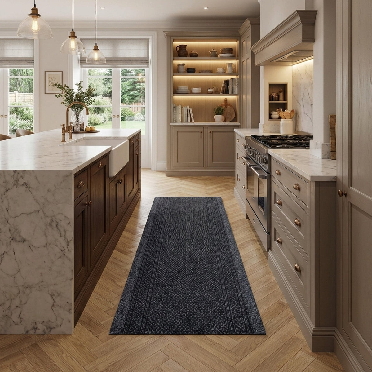 Aztec Black Kitchen Carpet Runner