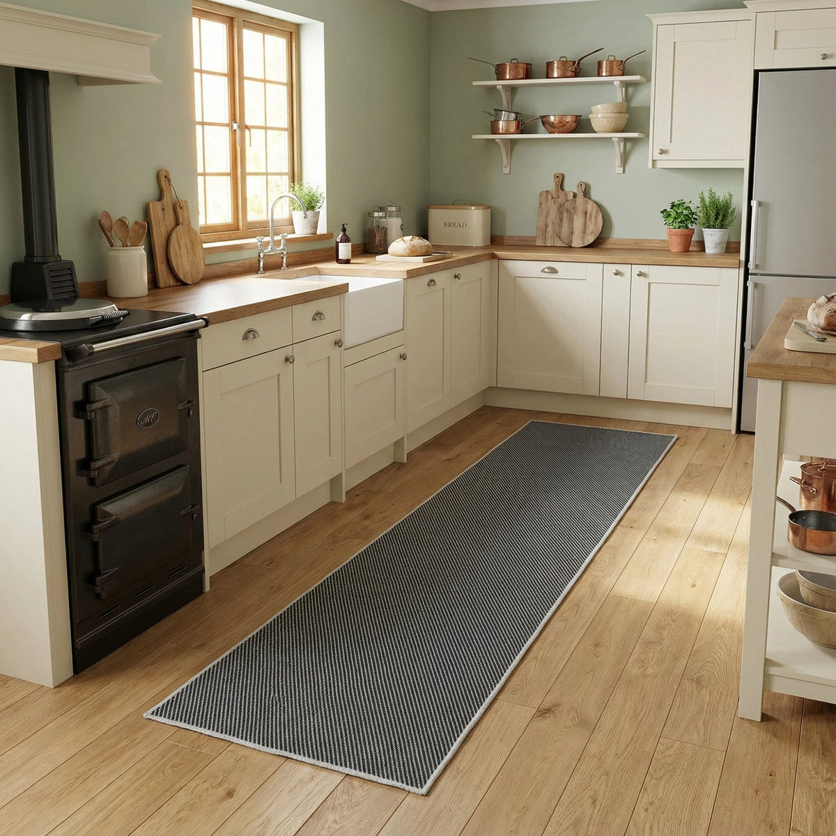 Coastal Black Kitchen Runner