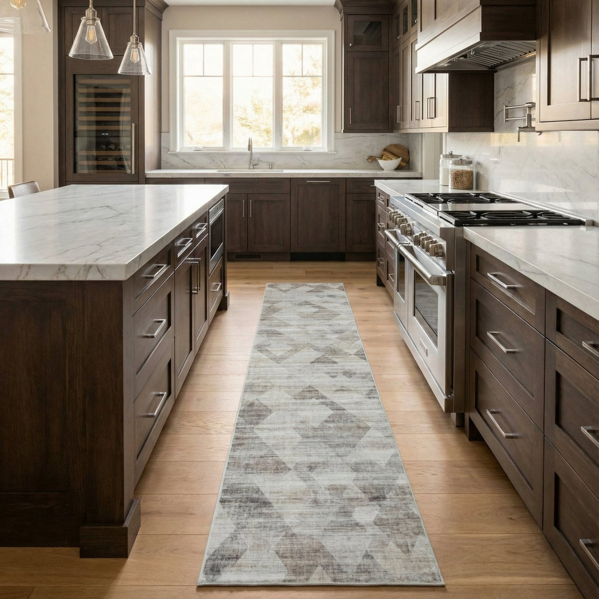 Samuel Grey/Ivory Washable Kitchen Runner