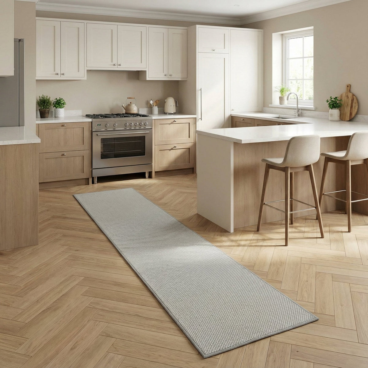 Hazy Grey Kitchen Runner