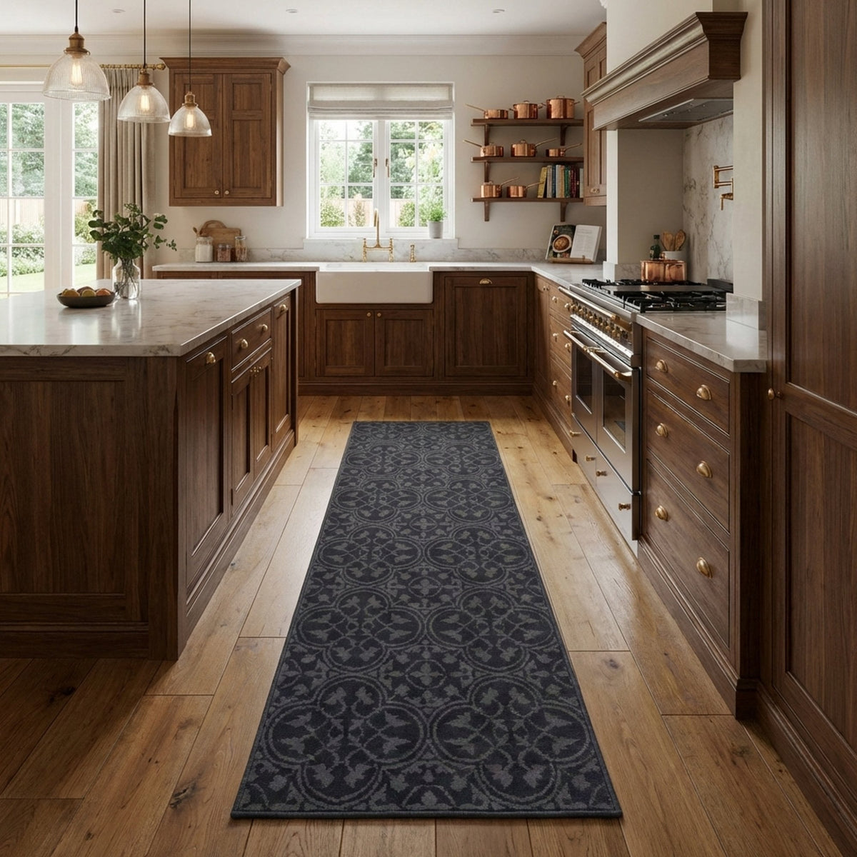Mosaic Grey Kitchen Runner