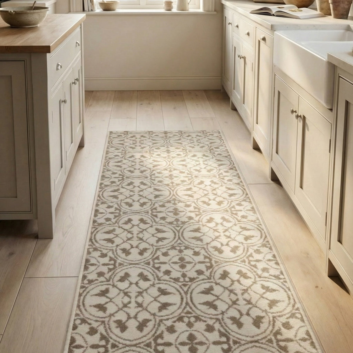 Mosaic Light Beige Kitchen Runner