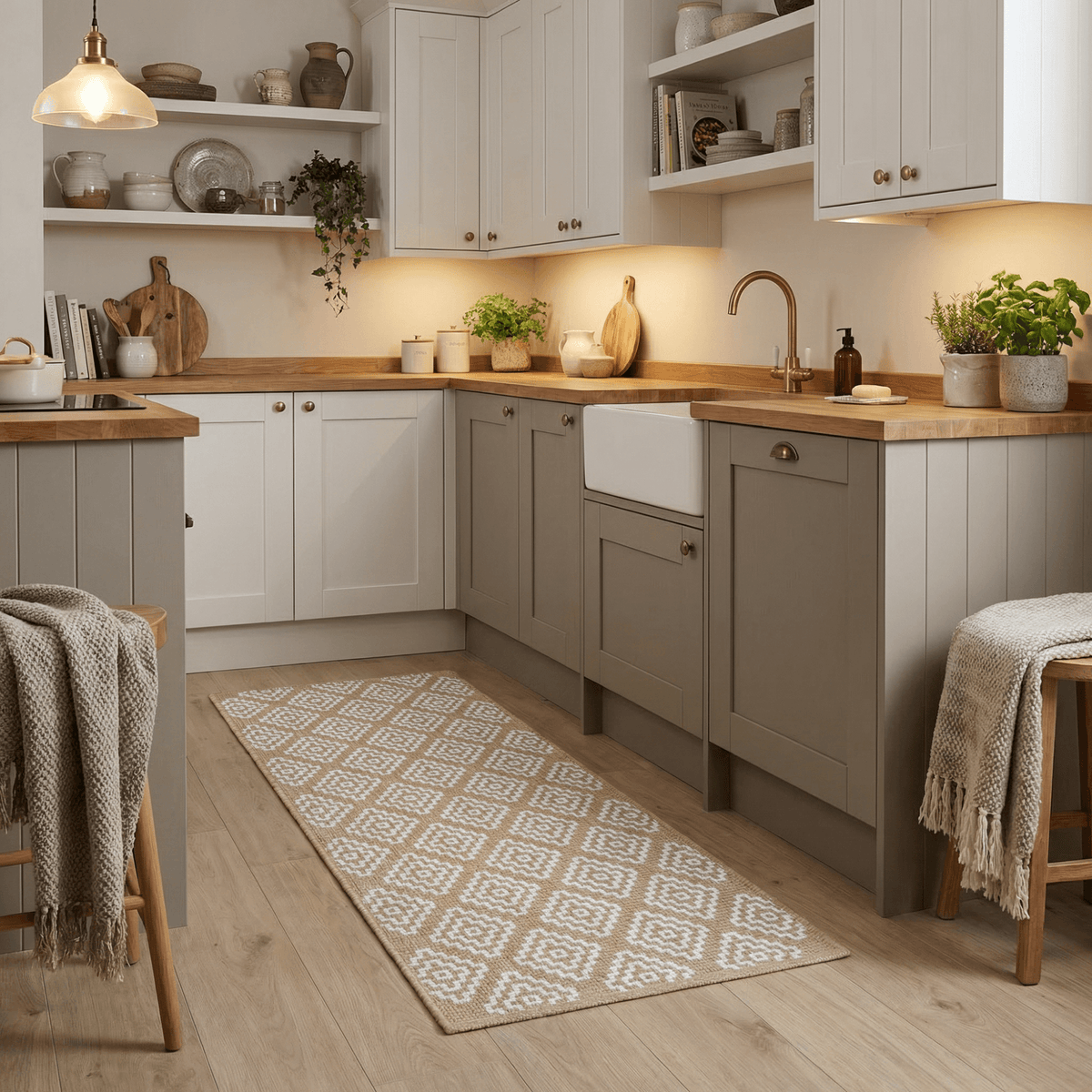 Olmec Brown Kitchen Runner