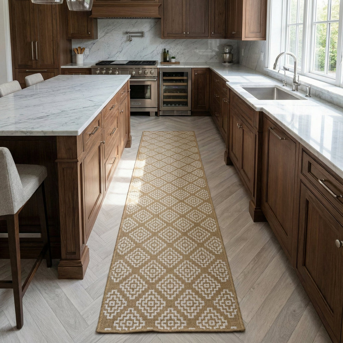 Olmec Brown Kitchen Runner