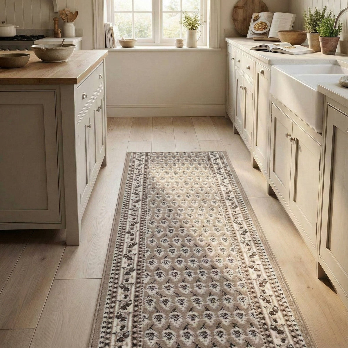Peacock Beige Kitchen Runner