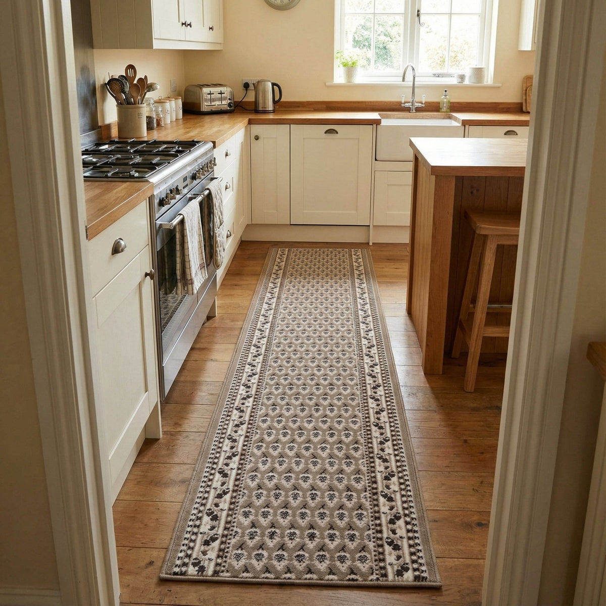 Peacock Beige Kitchen Runner