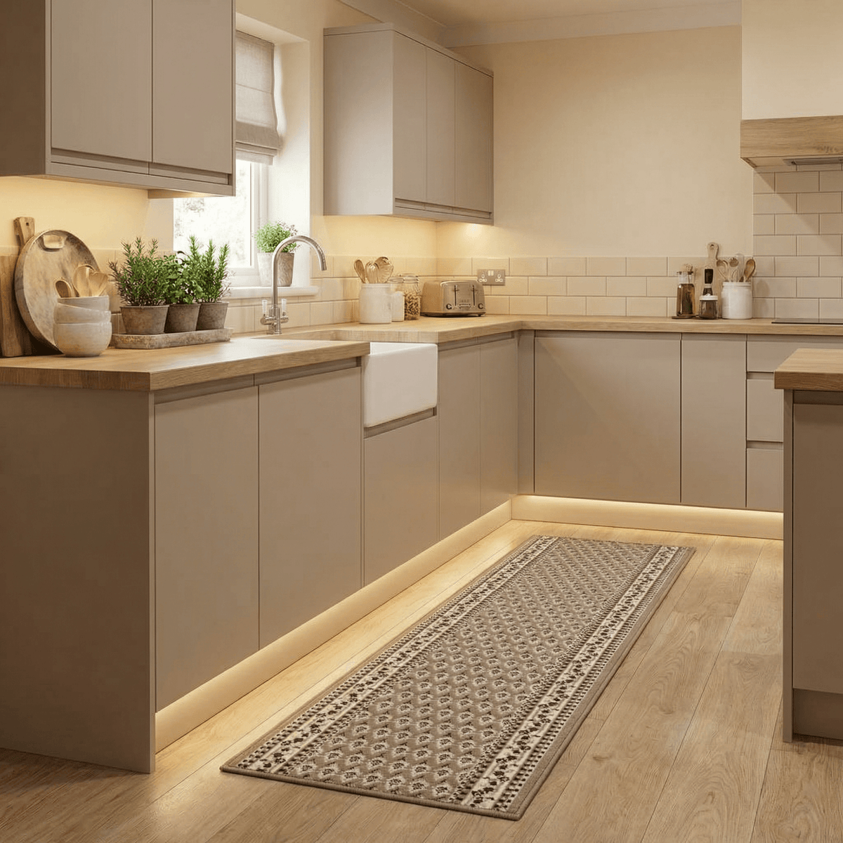 Peacock Beige Kitchen Runner