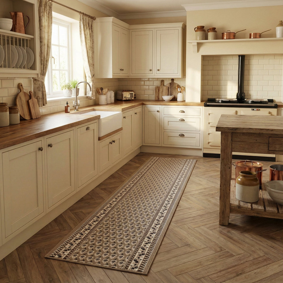 Peacock Beige Kitchen Runner