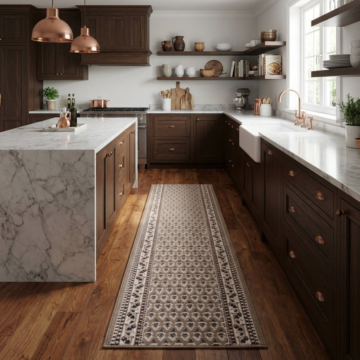 Peacock Beige Kitchen Runner