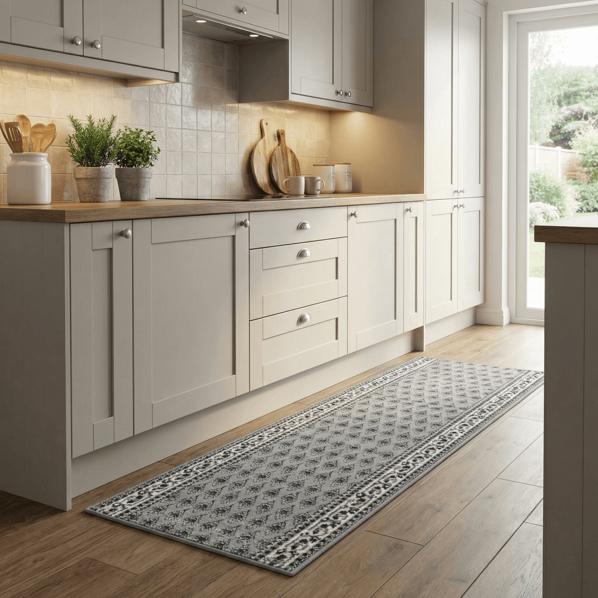 Peacock Grey Kitchen Runner