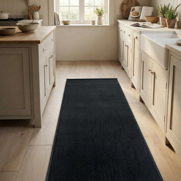 Plain Black Kitchen Runner