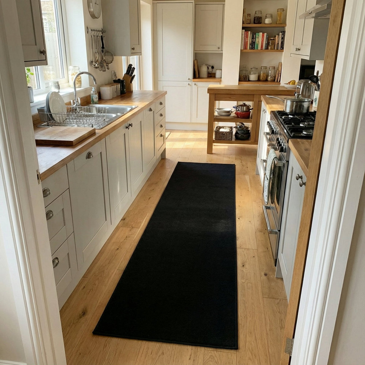 Plain Black Kitchen Runner