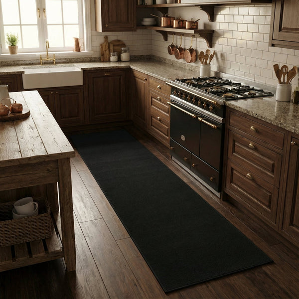 Plain Black Kitchen Runner