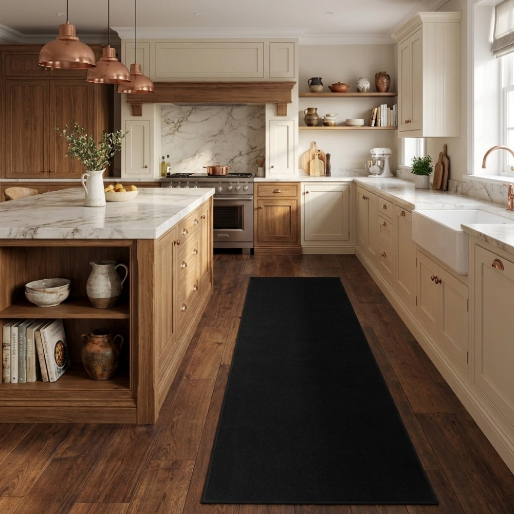 Plain Black Kitchen Runner