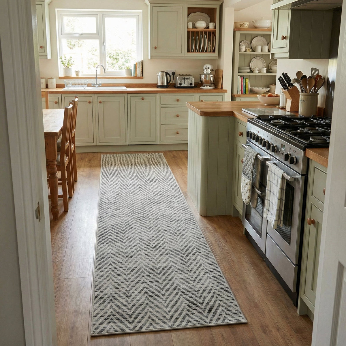 Mavy Ivory Washable Kitchen Runner