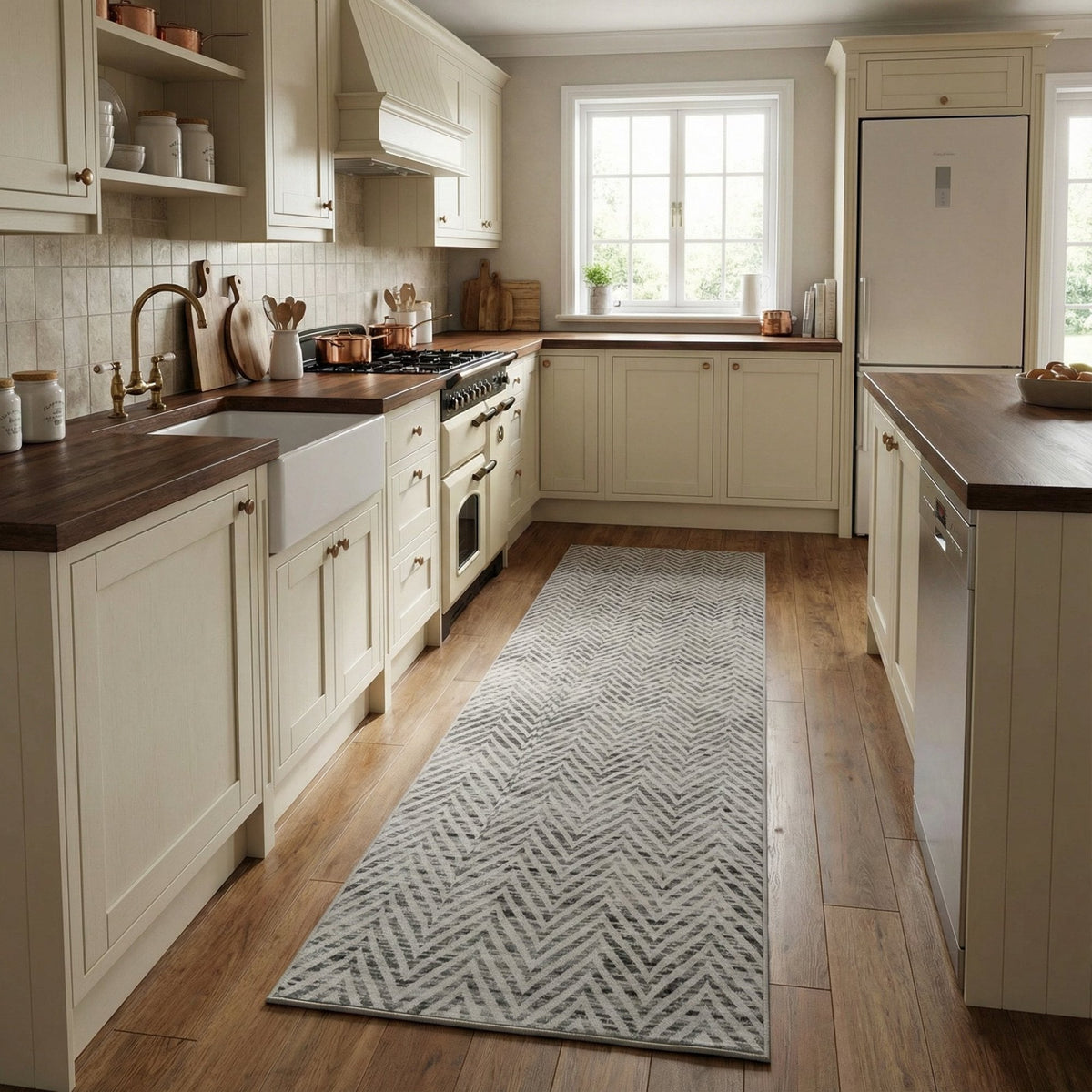 Mavy Ivory Washable Kitchen Runner