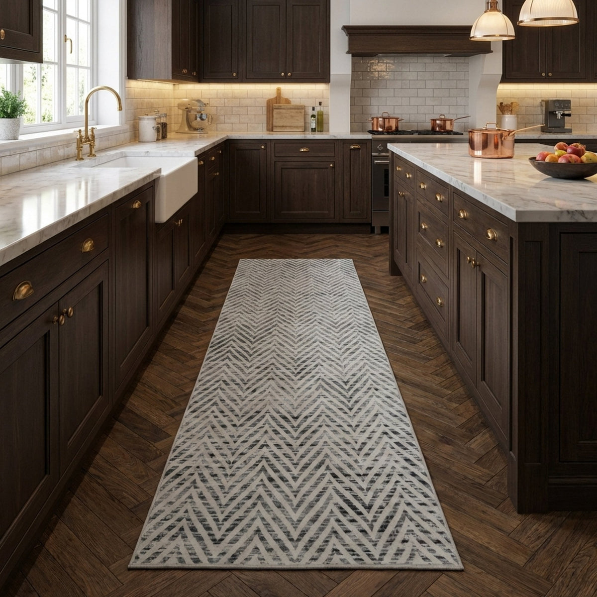 Mavy Ivory Washable Kitchen Runner